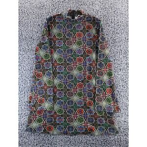 Luxurious Ornate Velour Colorful‎ Mandala 1960s Boho Mini Flare Dress Zara S
